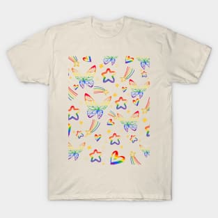 Rainbow Butterfly Pattern T-Shirt